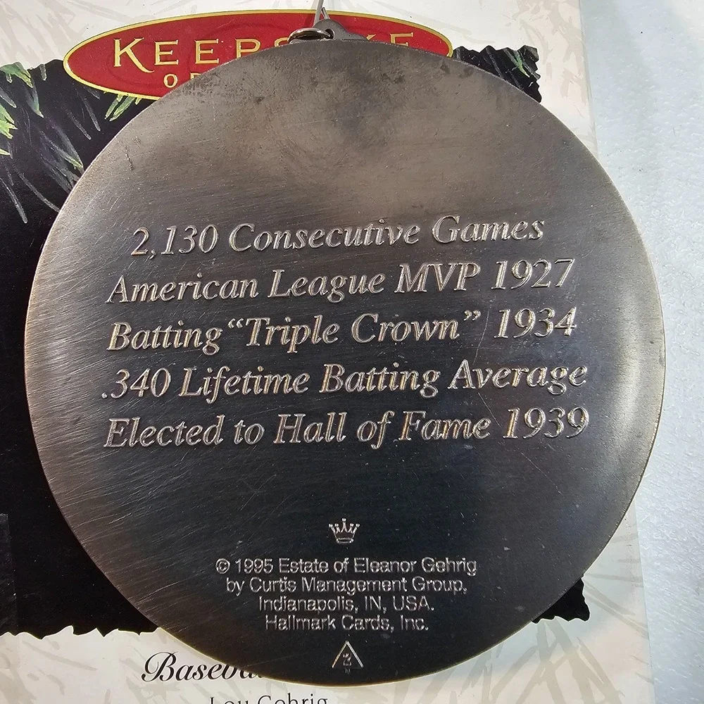 Baseball Heroes Hallmark Keepsake Ornament Ruth‎ Paige Gehrig 3